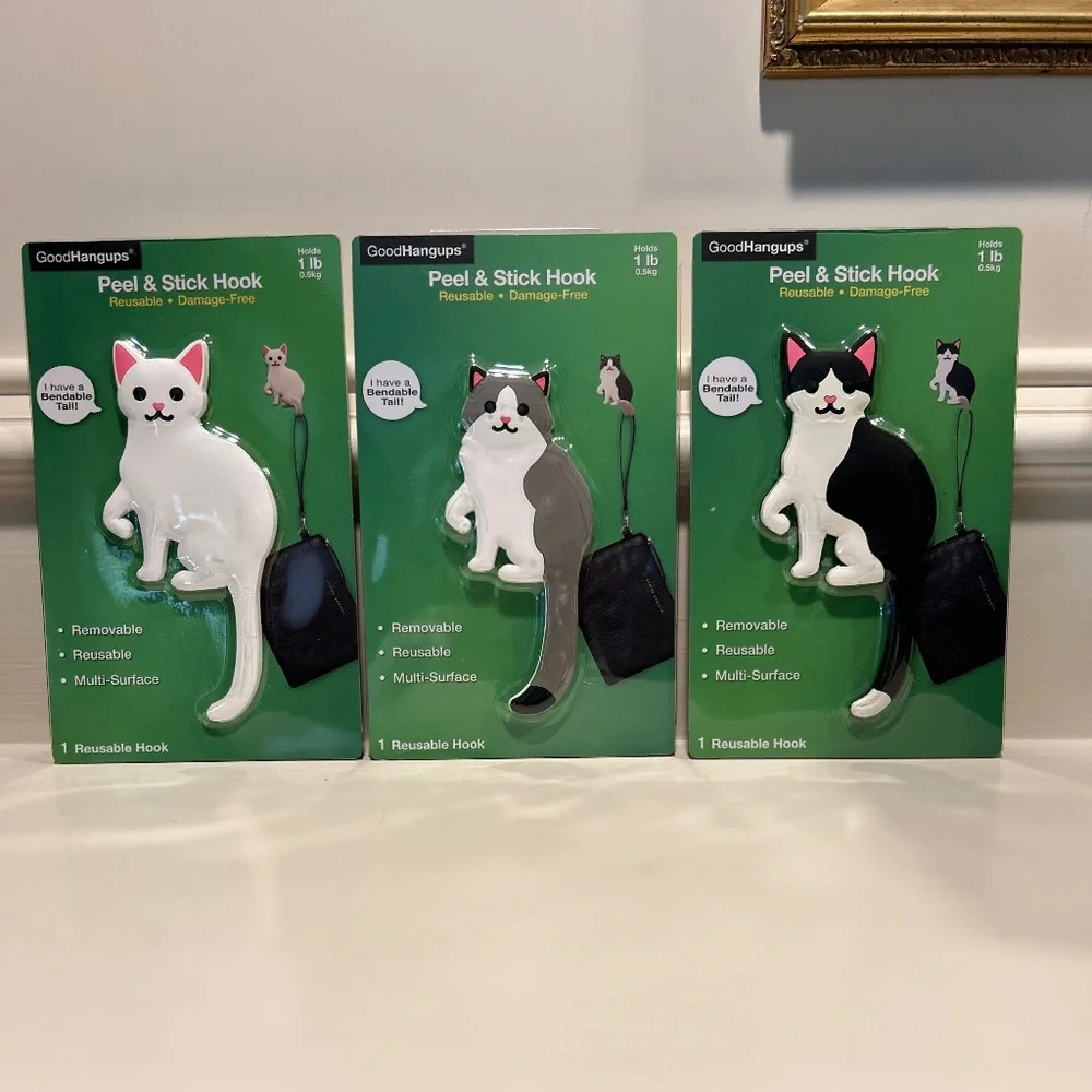 Good Hangups Peel and Stick Reusable Hooks - Cats